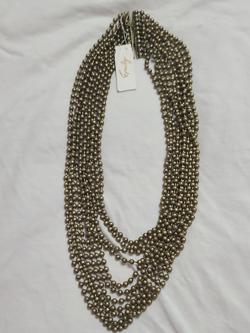 Joules Layered Metallic Bead Necklace in Antique Gold Tone